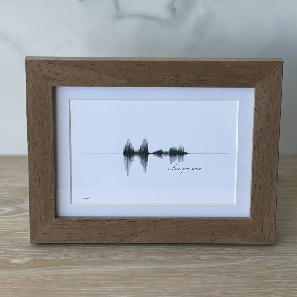 NEW I Love You More Soundwave Framed Wall Art 5x7in Black White Modern Rustic